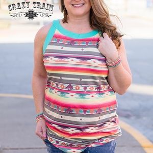 New Serape Steer Head print tank